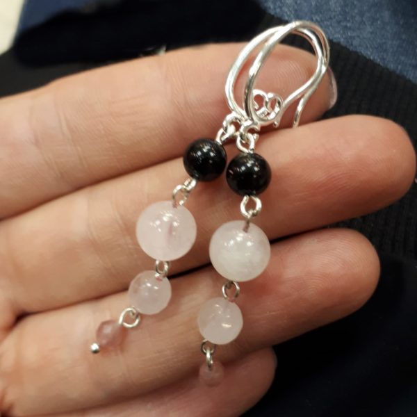 Серьги розовый кварц и агат 2 Серьги розовый кварц и агат